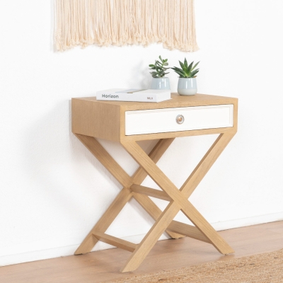WHITE BEDSIDE TABLE MILL