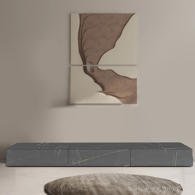 Three Drawers TV Cabinet with Textured Rock Surface