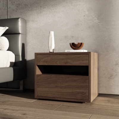 Nightstand with 2 Drawers And An Open Middle Layer