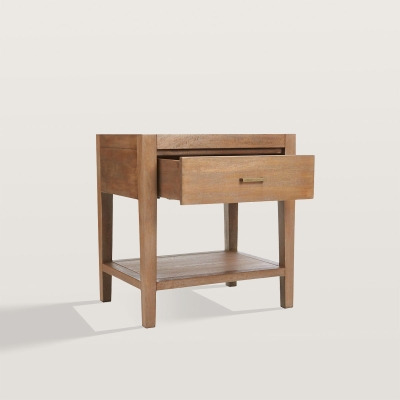 Nightstand with A Handle Drawer And Bottom Open Storage Space