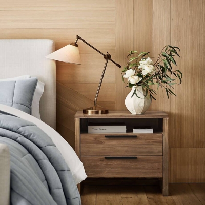 Nightstand with 2 Drawers And Charging Station