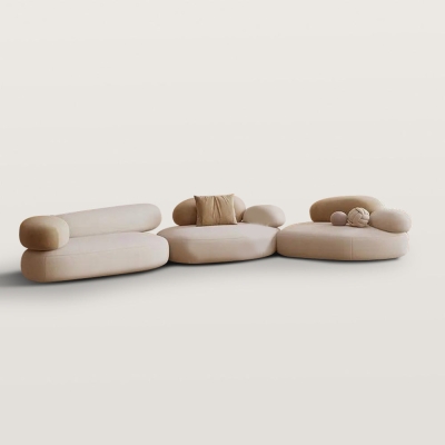Pebble Shaped Fabric Sofa Set Deep Seat Couches
