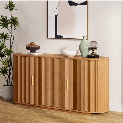 Circular Edge Double Door Cabinet with Adjustable Shelves