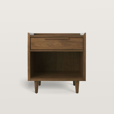 Wood Nightstand End Table with Drawer and Open Space