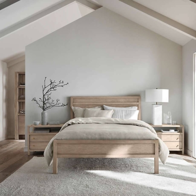 Simple Solid Color Wooden Queen Bed Frame