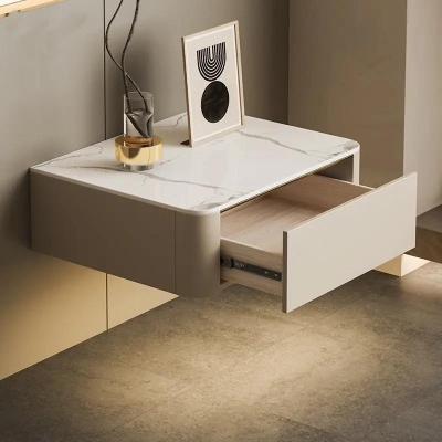 Italian Luxury Nightstand Set Modern Slate Bedside Table