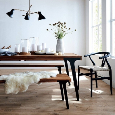 Rectangular Dining Bench with Wood Grain