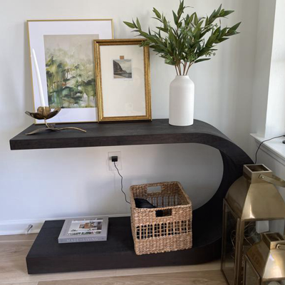 Wooden Curved Console Table Entryway Table