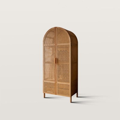 Hand Woven Rattan Single Or Double Door Wardrobe