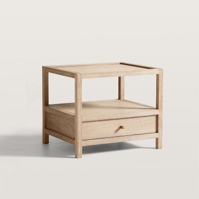 Natural Color End Table with Drawer for Home Living Room