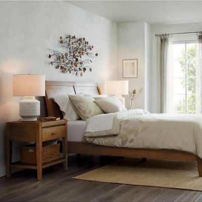 Nightstand with A Handle Drawer And Bottom Open Storage Space