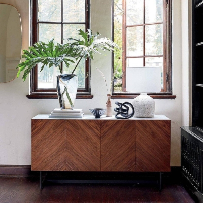 Suspend Media Console with Marble Top and Storage Space