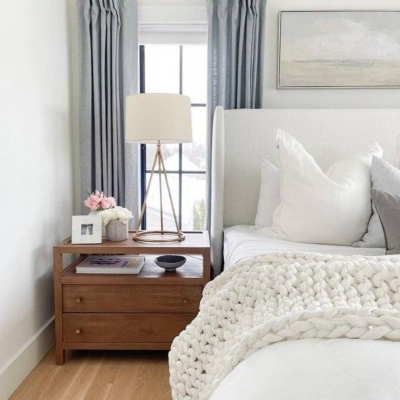 Bullet Shaped Handle Double-layer Drawer Charging Nightstand