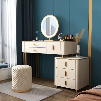 Makeup Vanity Table with 6 Solid Wood Drawers Set