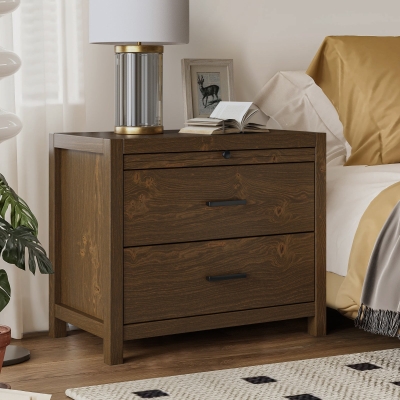 Simplicity Nightstand with Extendable Tray And 2-Drawer