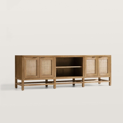 85In Storage Media Console And Side Cabinet Set
