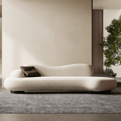 Fabric Curved Living Room Sofa with Corner