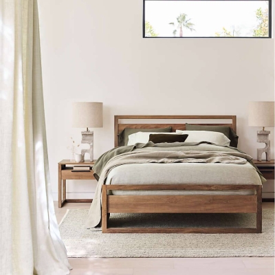 Simple And Elegant Bed Frame with Wood Grain