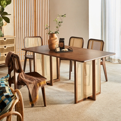 Oskar Japanese Style Walnut Dining Table