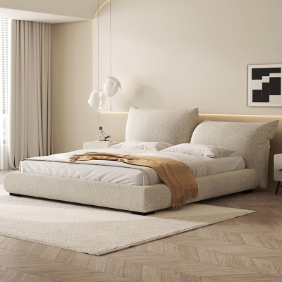 Villads Cream Fabric Storage Bed