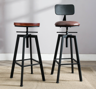 Alberte Adjustable Black Bar Stool