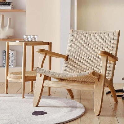Alagan Wooden Woven Reading Armchair