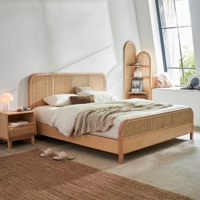 Filip Wooden Rattan Bed
