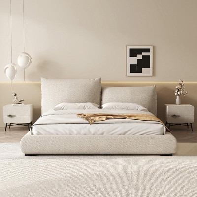Villads Cream Fabric Storage Bed