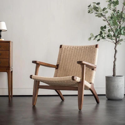 Alagan Wooden Woven Reading Armchair