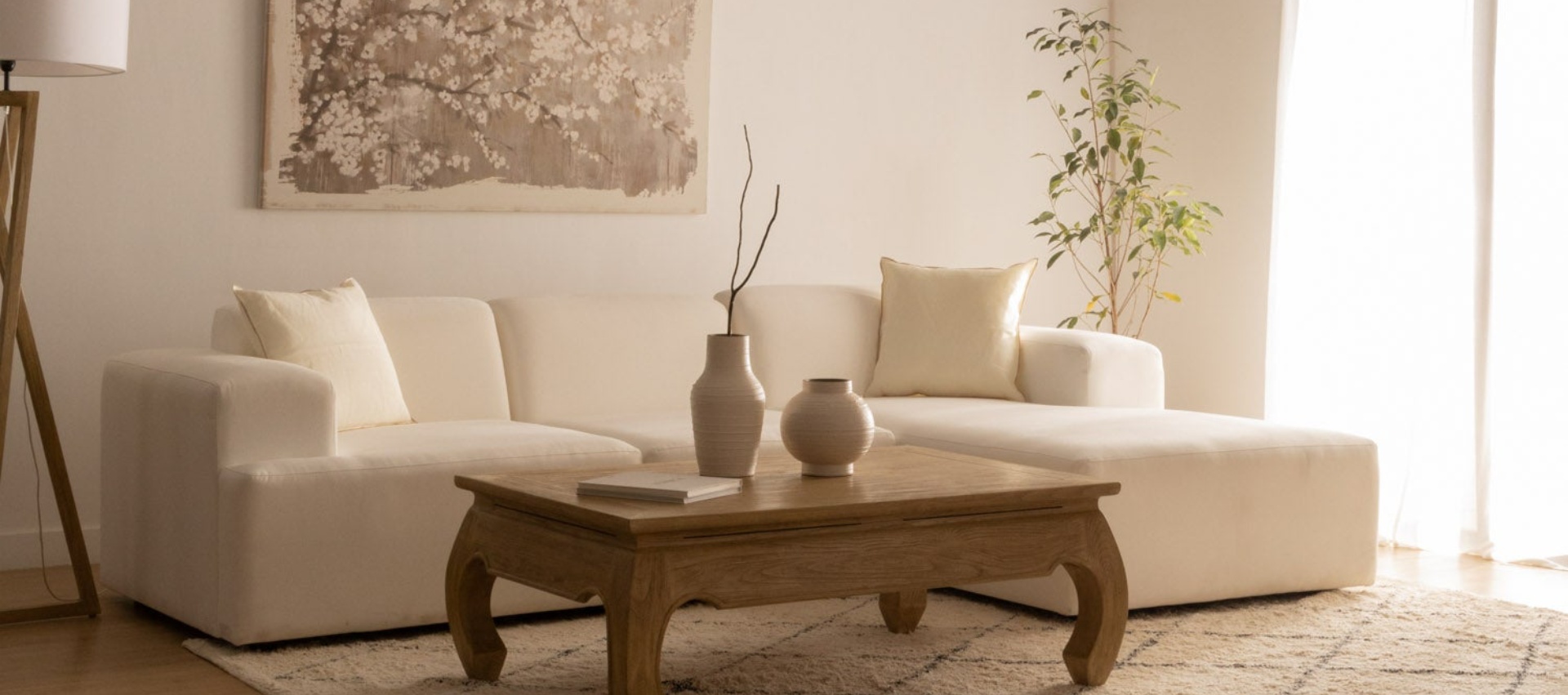 Wooden furniture arranged in a home interior