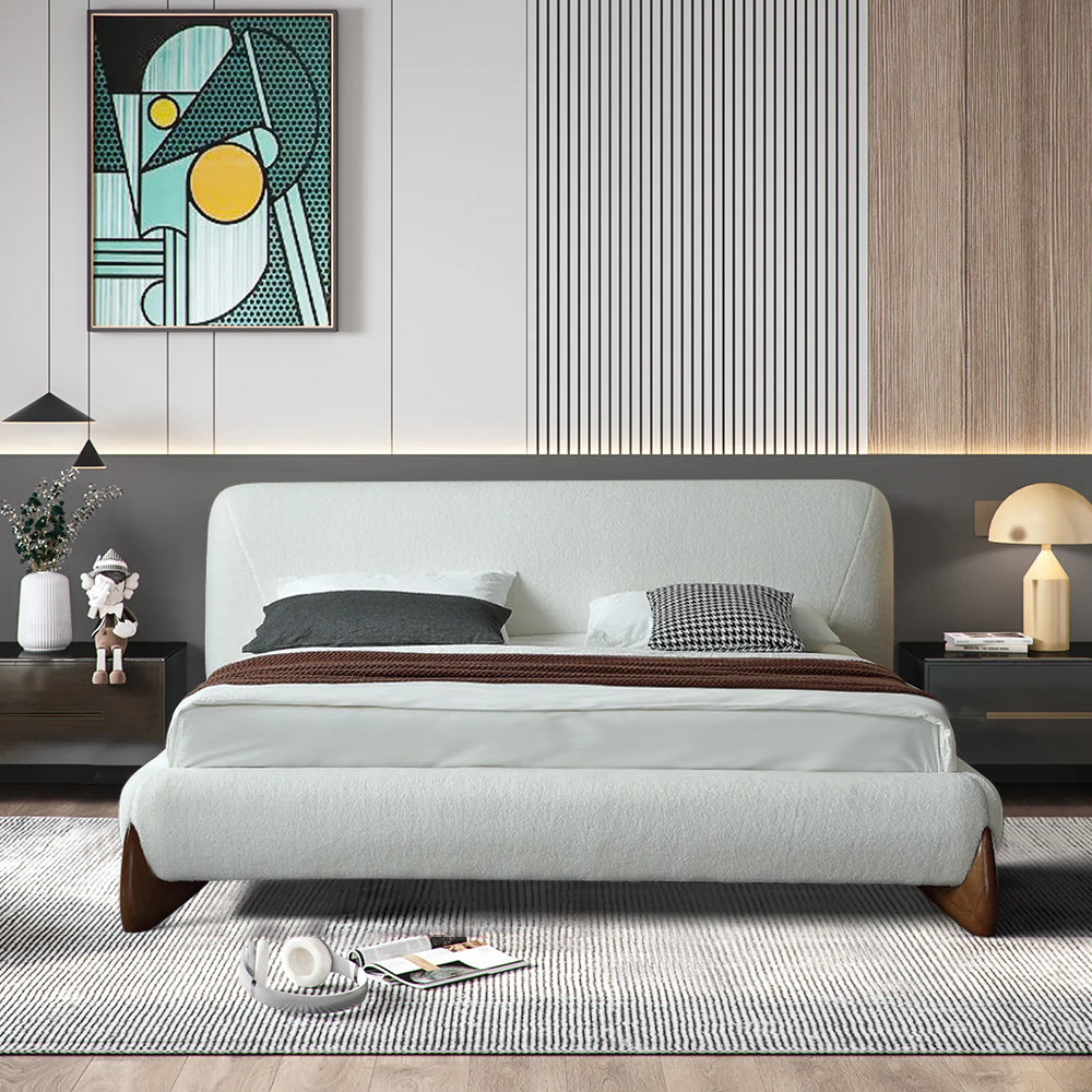 Boucle Bedroom Bench Upholstered Long Bench