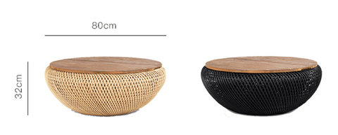 Rustic Rattan Round Coffee Table